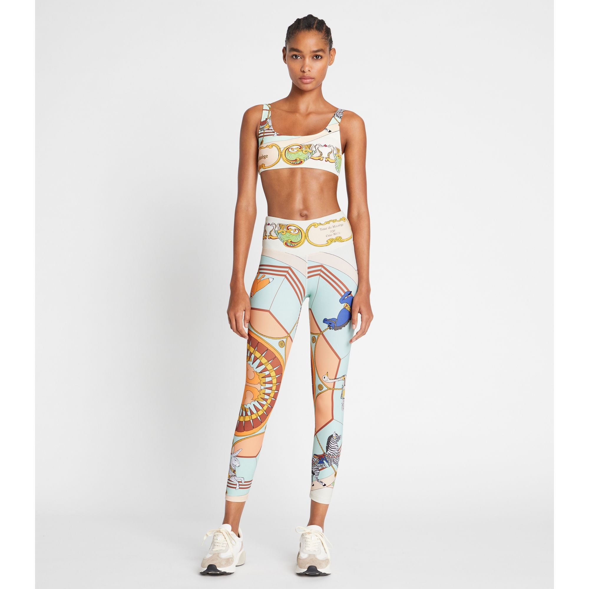 Women Printed Weightless 7/8 Legging - French Cream Carousel Scarf