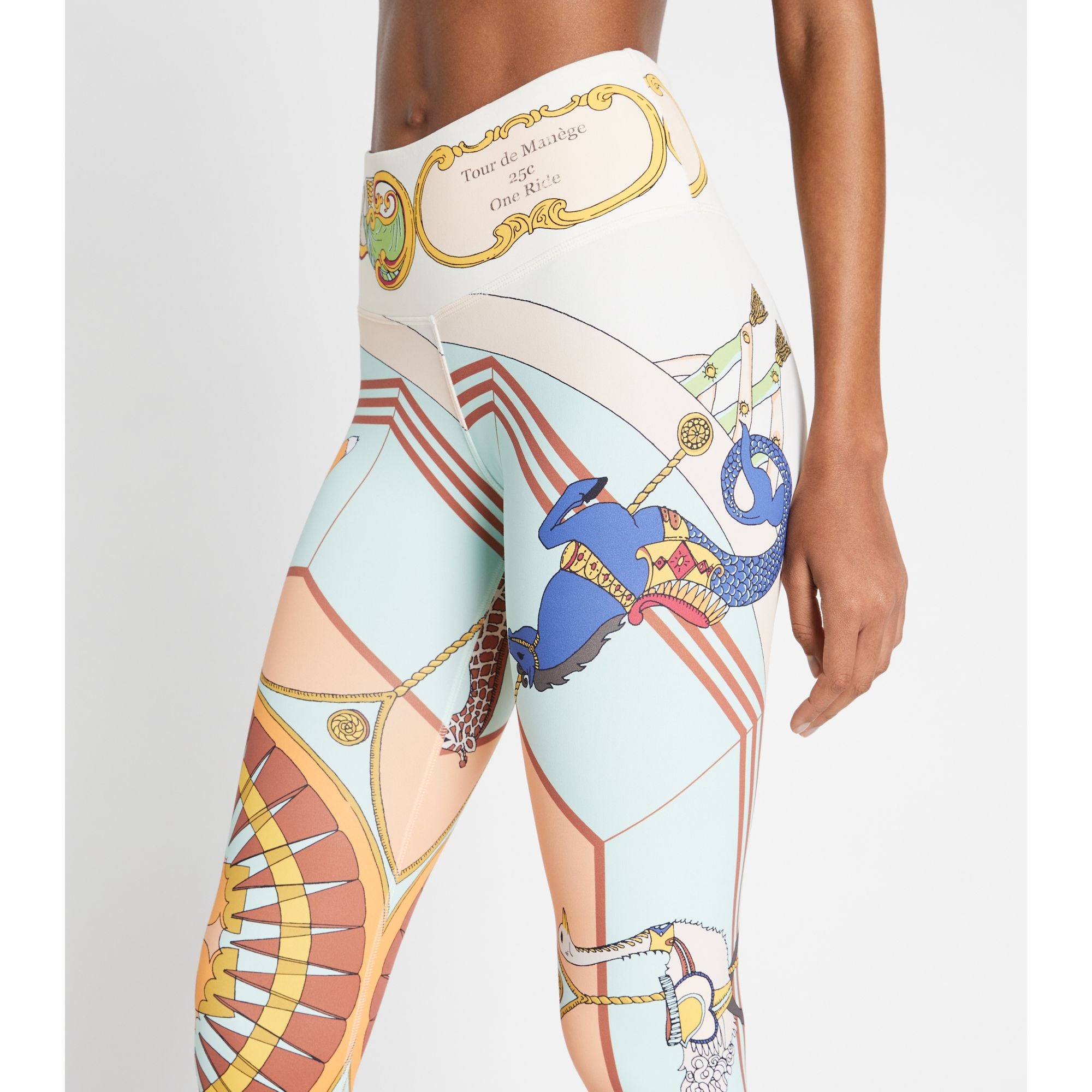 Women Printed Weightless 7/8 Legging - French Cream Carousel Scarf