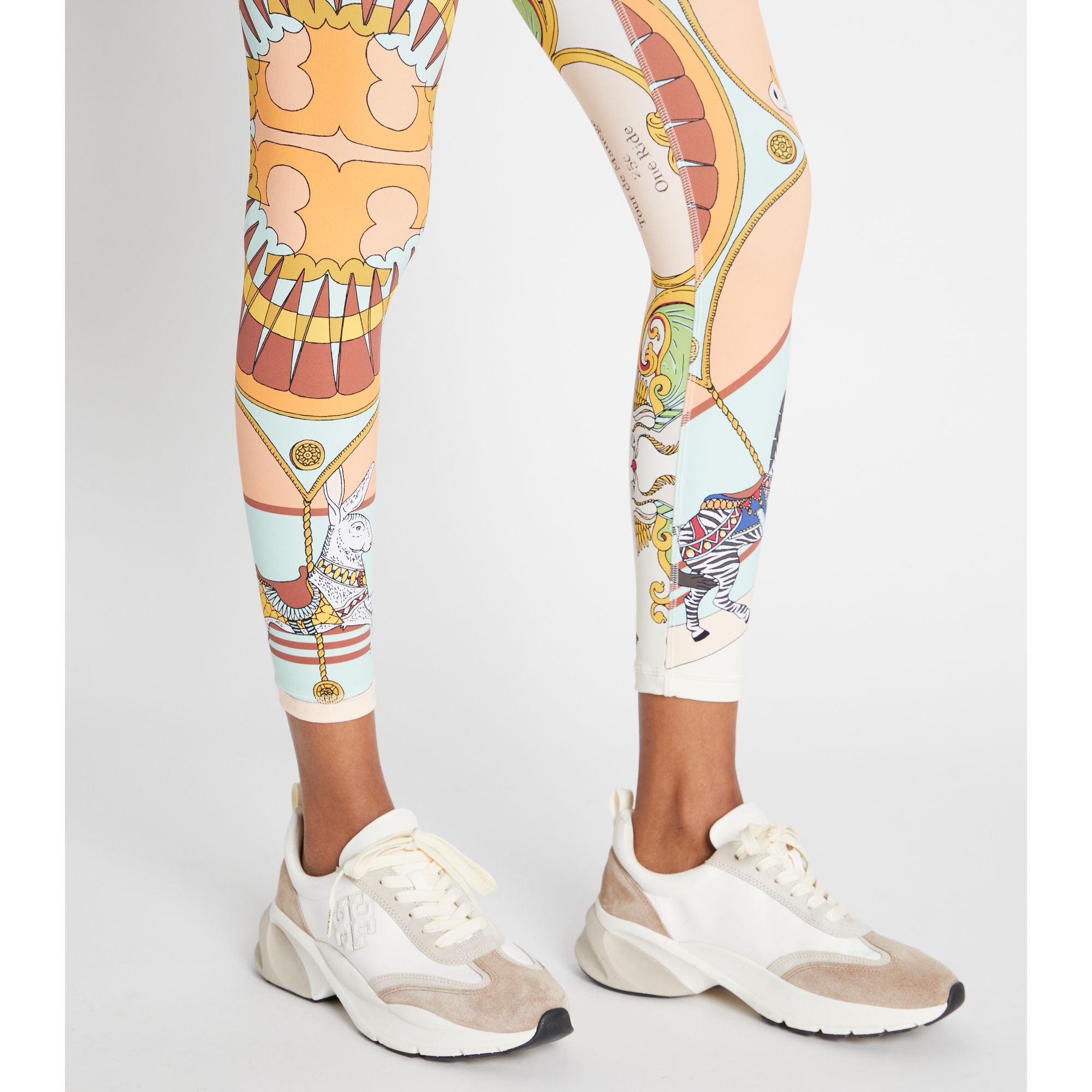Women Printed Weightless 7/8 Legging - French Cream Carousel Scarf