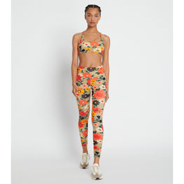 Women Printed Weightless 7/8 Legging - Red Meadow Bloom Large