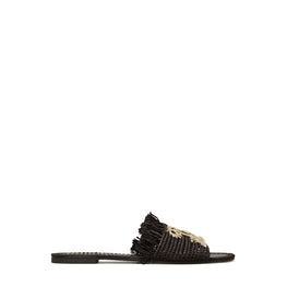 Women Eleanor Raffia Slide - Perfect Black / Natural