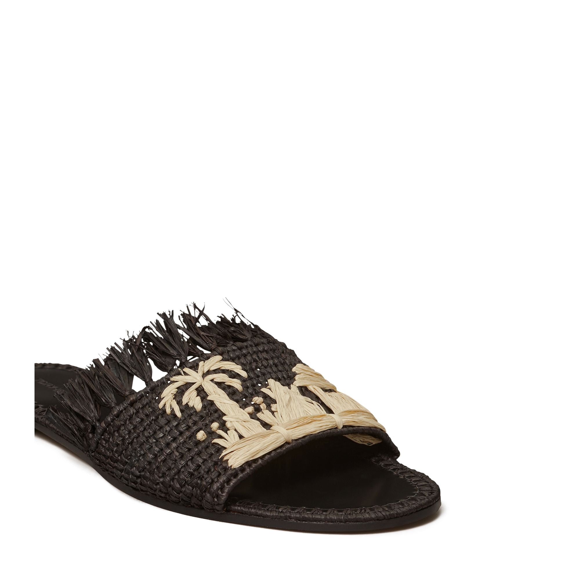 Women Eleanor Raffia Slide - Perfect Black / Natural