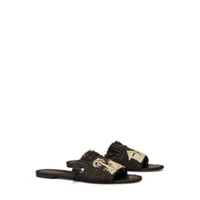 Women Eleanor Raffia Slide - Perfect Black / Natural