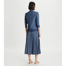 Women Sheer Picnic Plaid Boyfriend Cardigan - Blue / White