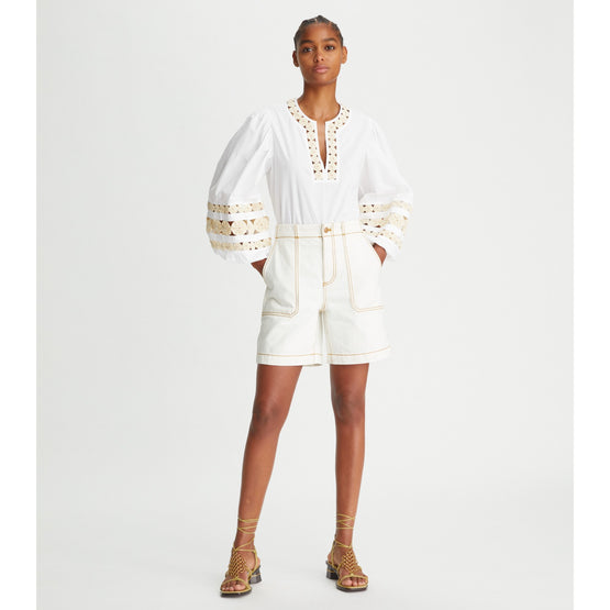 Women Denim Short - White Wash