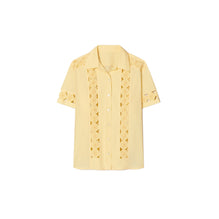 Women Yoyo Embellished Camp Shirt - Custard