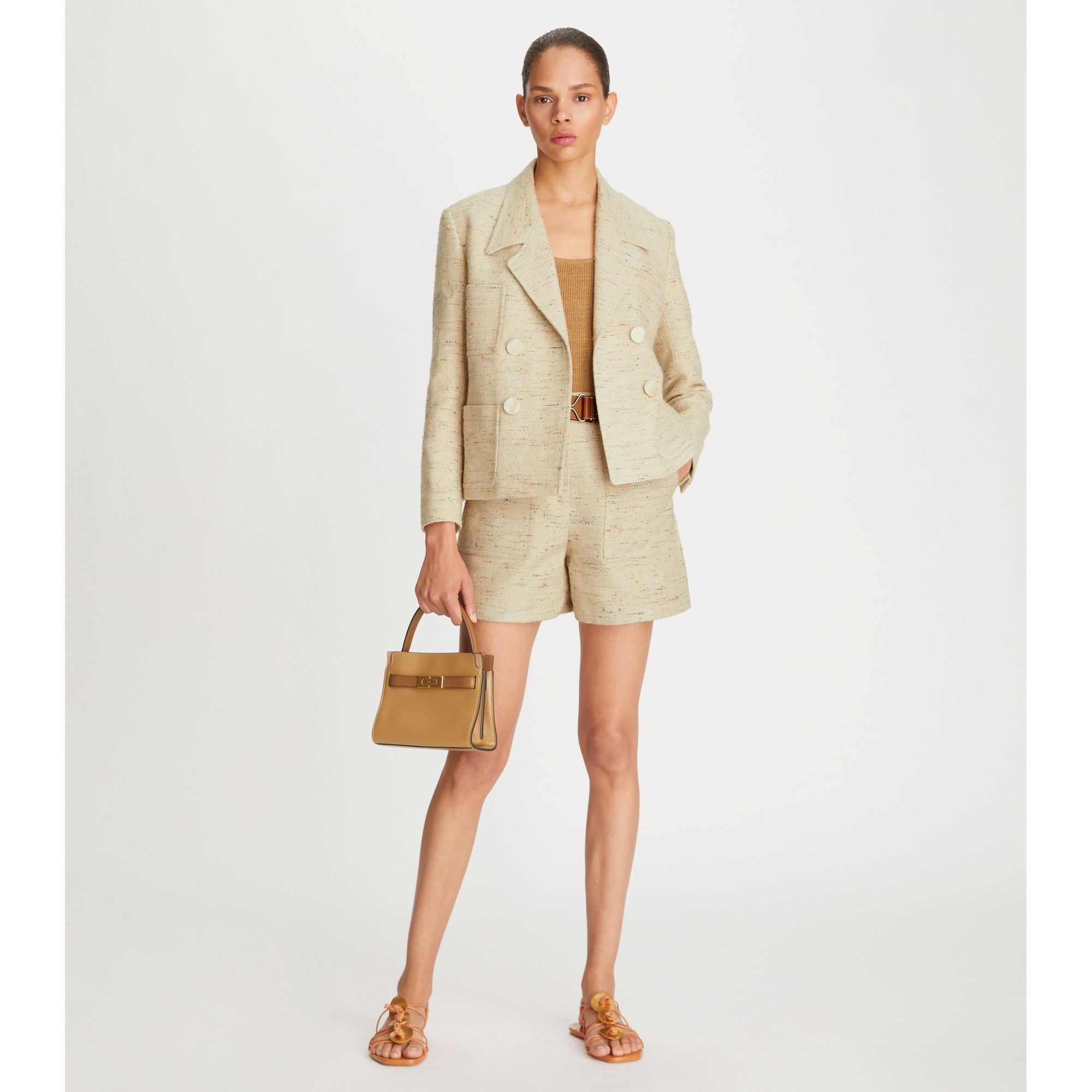 Women Confetti Twill Blazer - Beige/ Multicolor