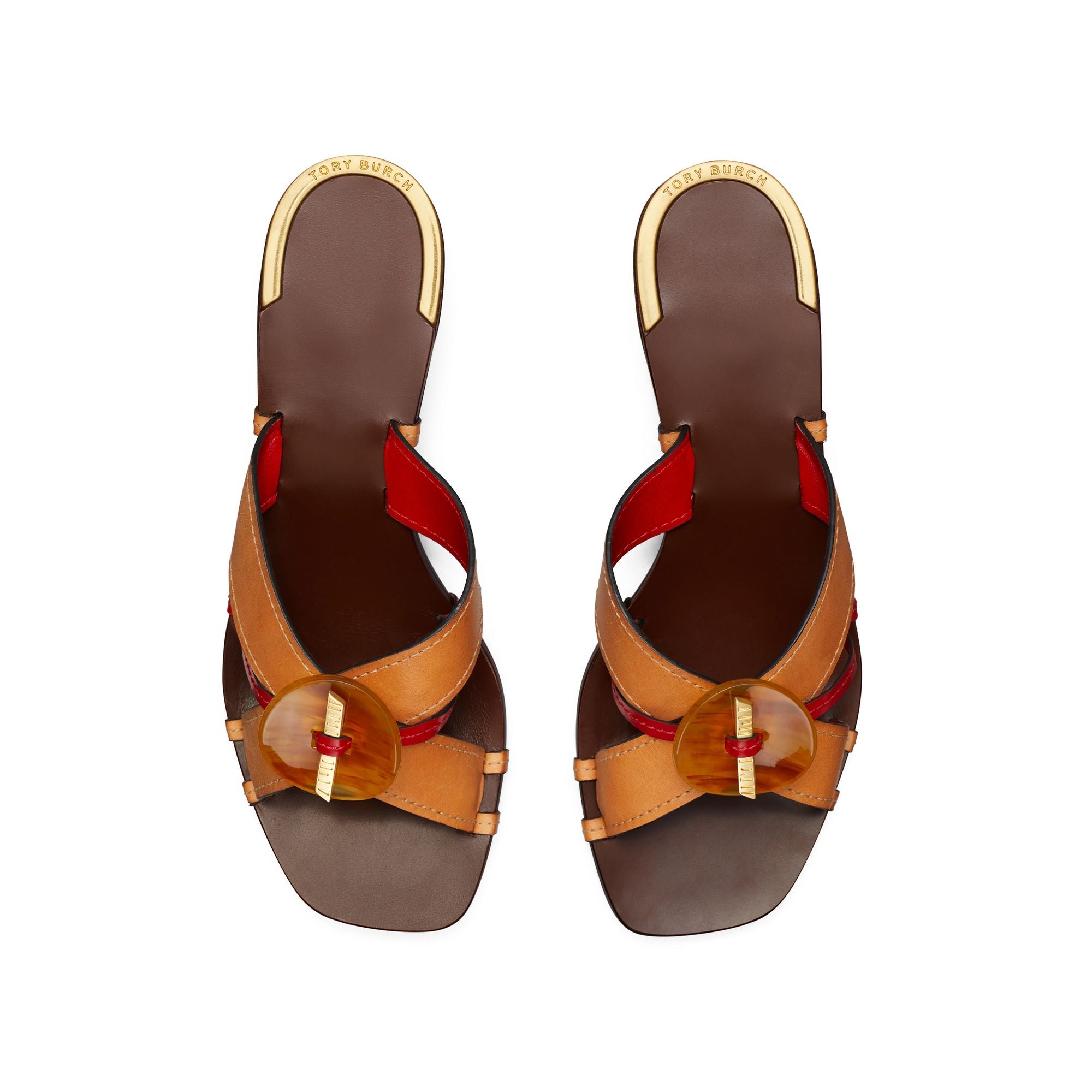 Women Knotted Heeled Mule Sandal 45Mm - Elba Camello / Tory Red