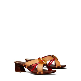 Women Knotted Heeled Mule Sandal 45Mm - Elba Camello / Tory Red