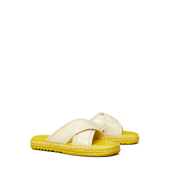 Women Criss Cross Espadrille - New Ivory/ Citrus