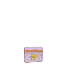 Women T Monogram Contrast Embossed Card Case - Lavender / New Ivory