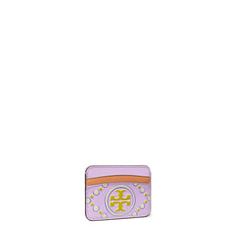 Women T Monogram Contrast Embossed Card Case - Lavender / New Ivory