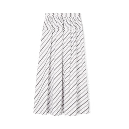 Women Variegated Stripe Poplin Skirt - Black/White