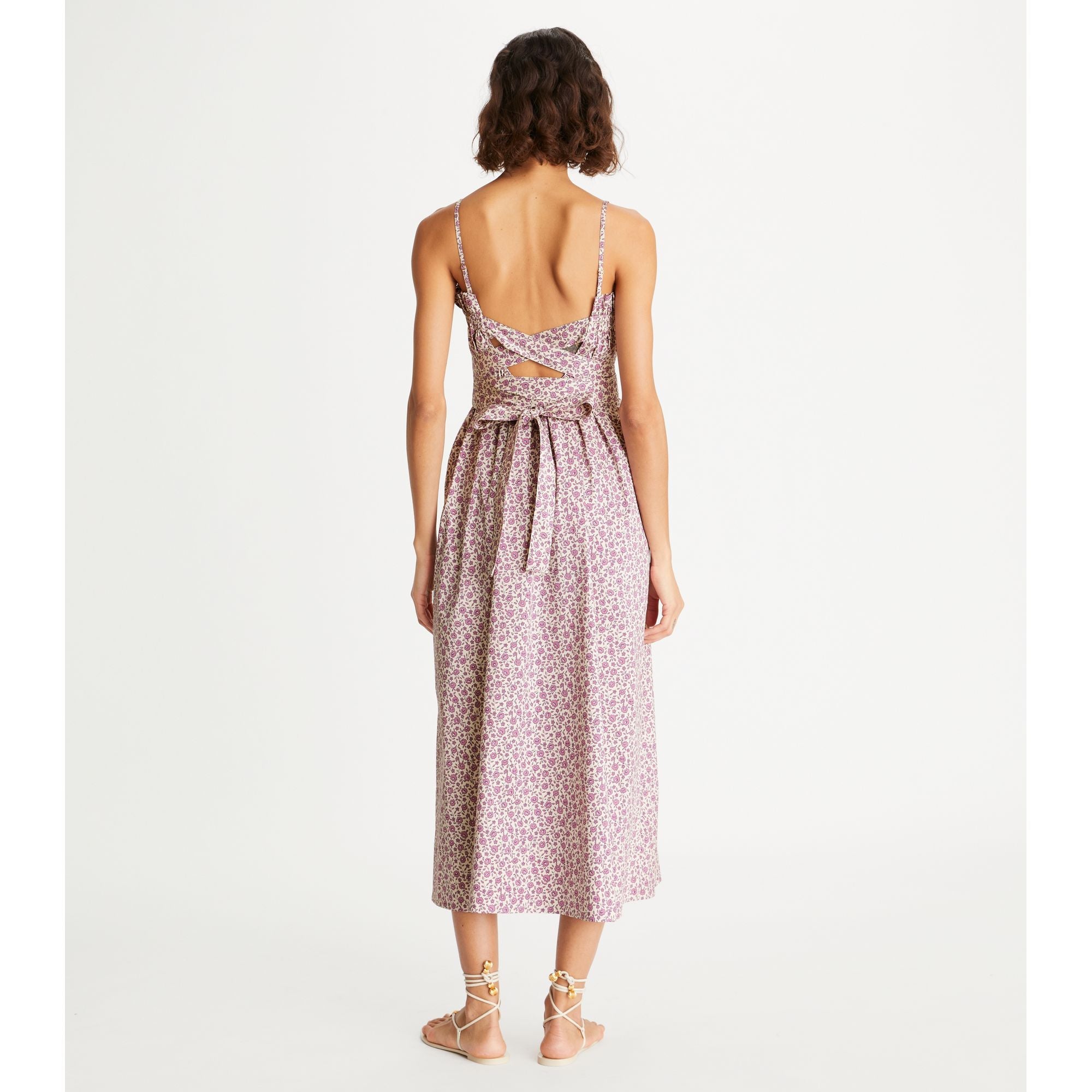 Women Ruffle Top Dress - Pink Tonal Ditsy