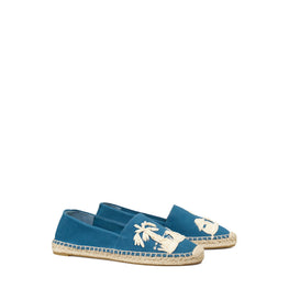 Women Raffia Embroidery Espadrille - Blue Verde Petroleo / New Ivory