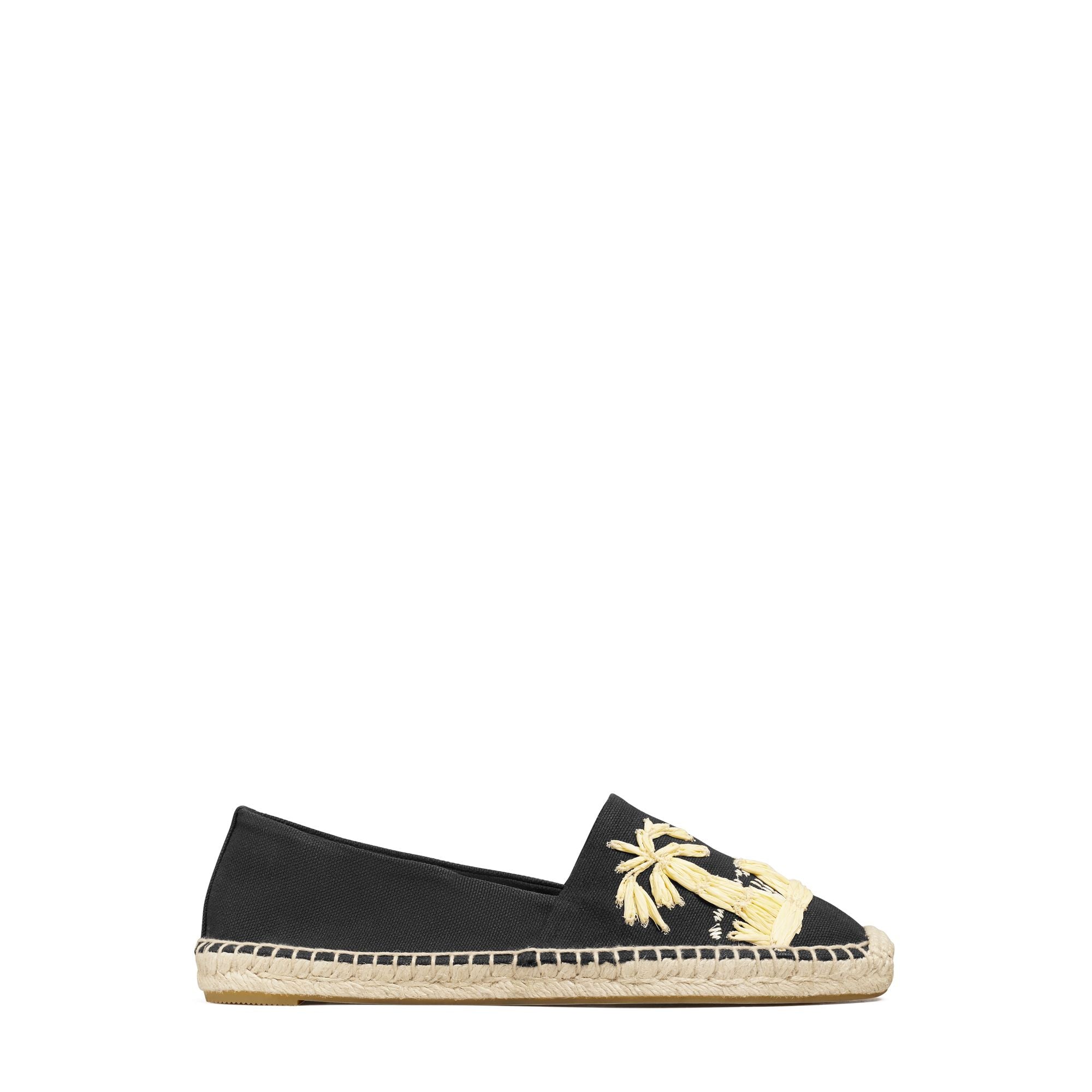 Women Raffia Embroidery Espadrille - Nero / Natural