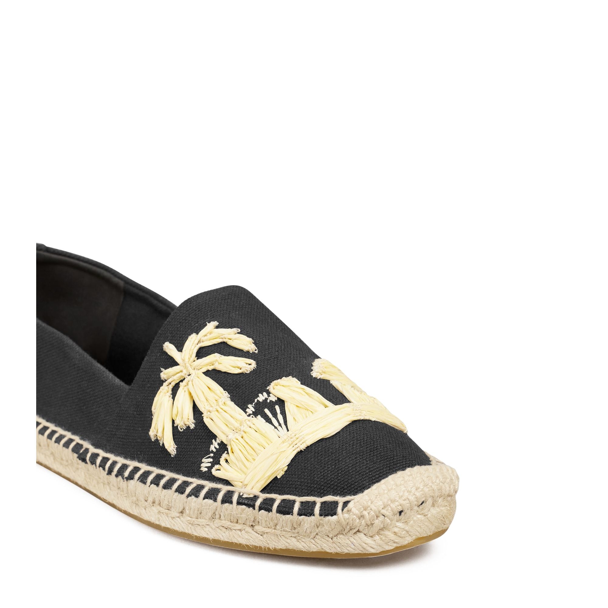 Women Raffia Embroidery Espadrille - Nero / Natural