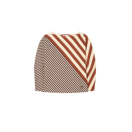 Women Bias Stripe Long-Sleeve Top - Dark Auburn/French Cream