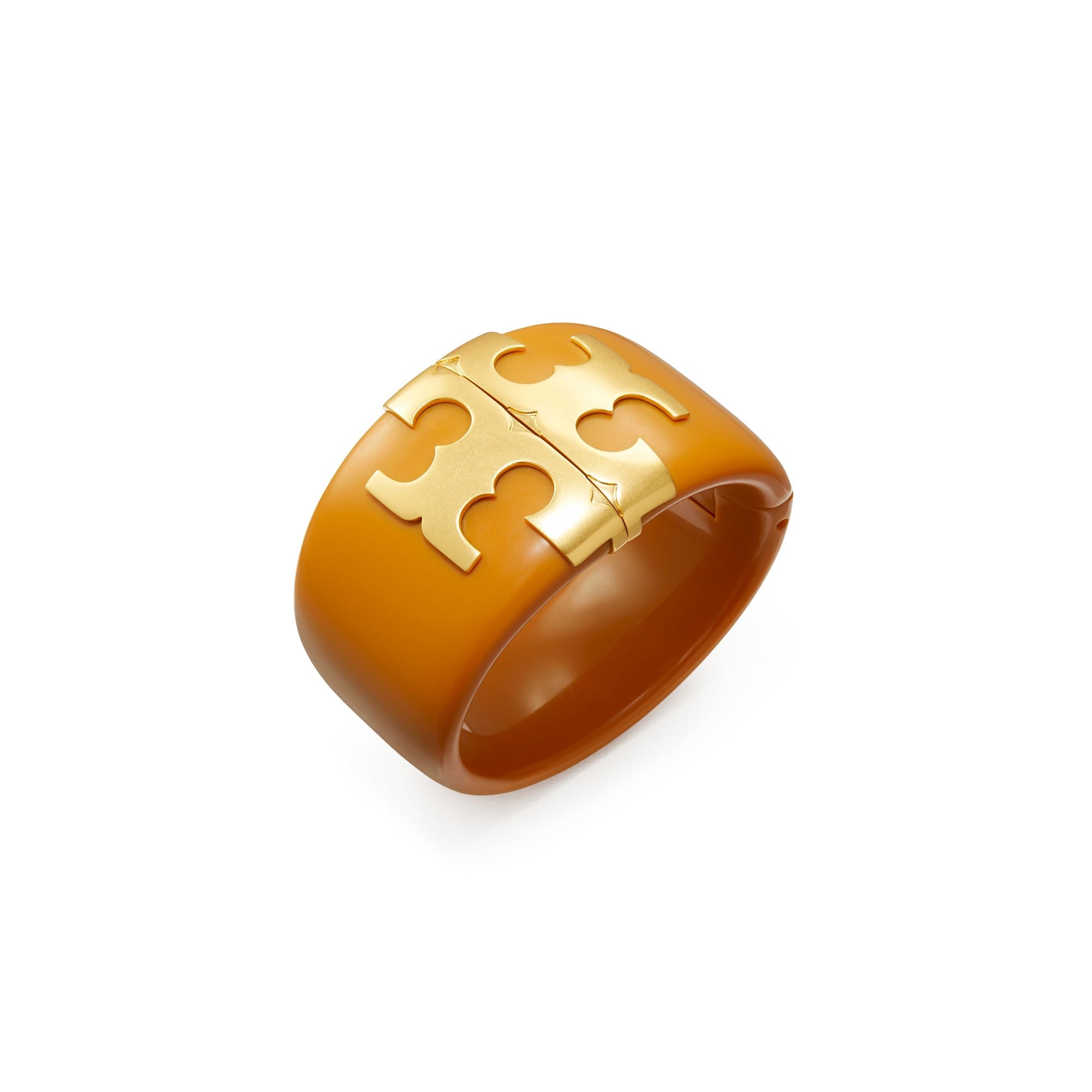 Women Eleanor Wide Bracelet - Rolled Brass / Honey