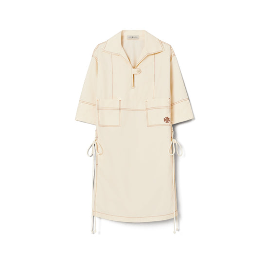 Women Heart Poplin Shirtdress - French Cream