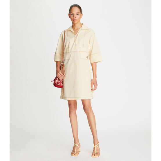 Women Heart Poplin Shirtdress - French Cream