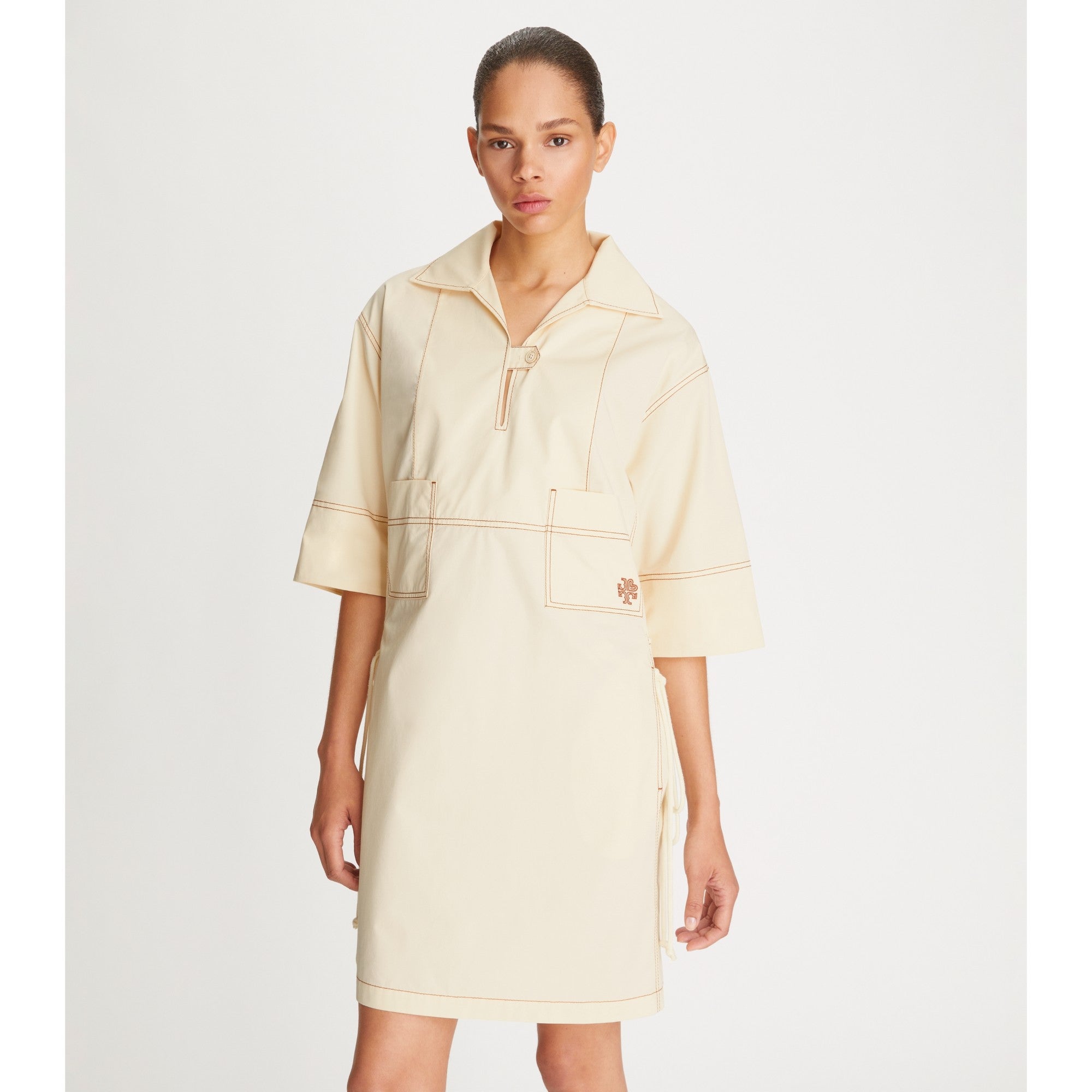 Women Heart Poplin Shirtdress - French Cream