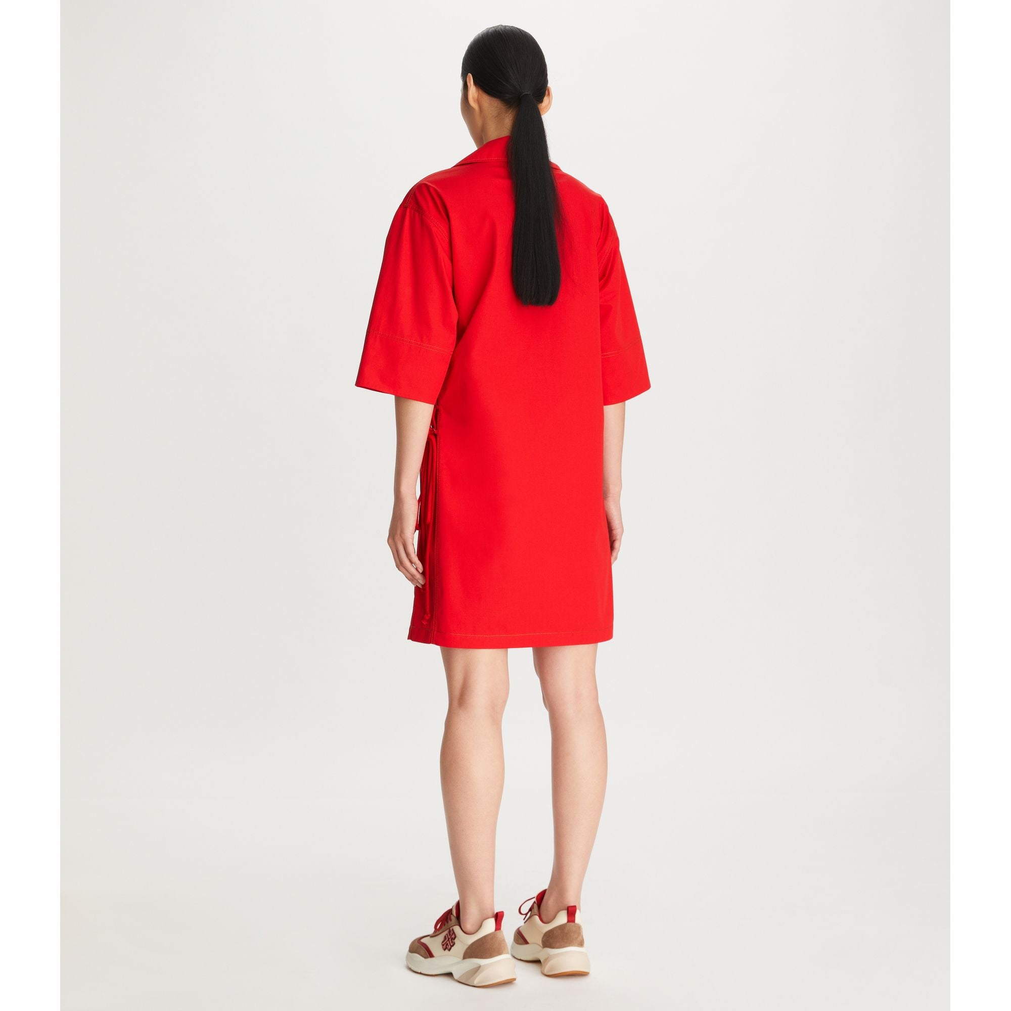 Women Heart Poplin Shirtdress - Royal Red