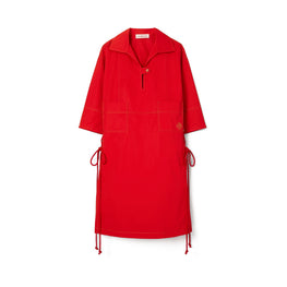 Women Heart Poplin Shirtdress - Royal Red