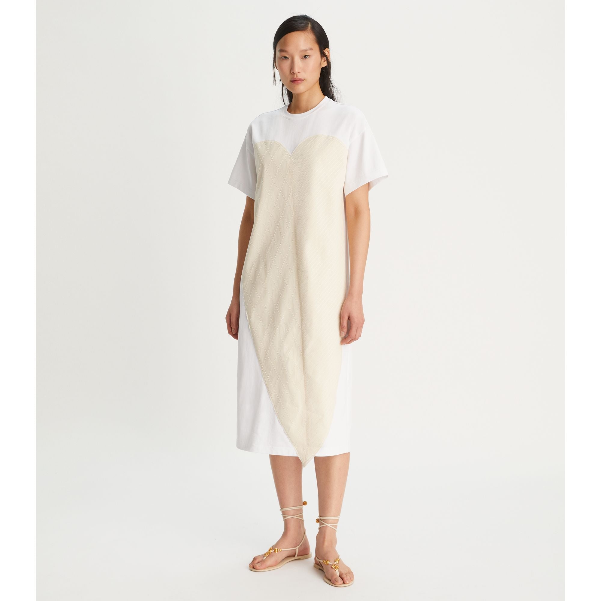 Women Heart Patch T-Shirt Dress - White