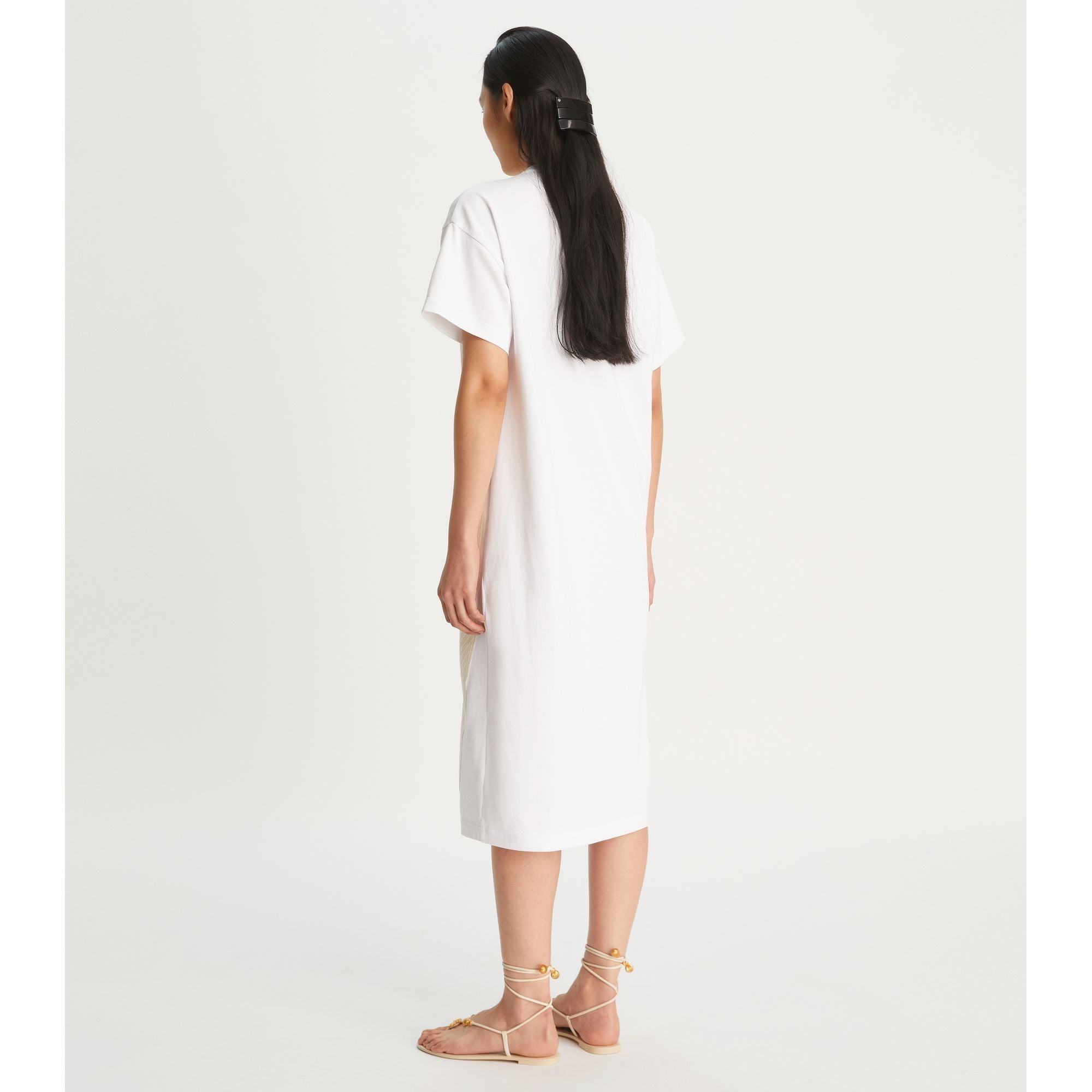 Women Heart Patch T-Shirt Dress - White