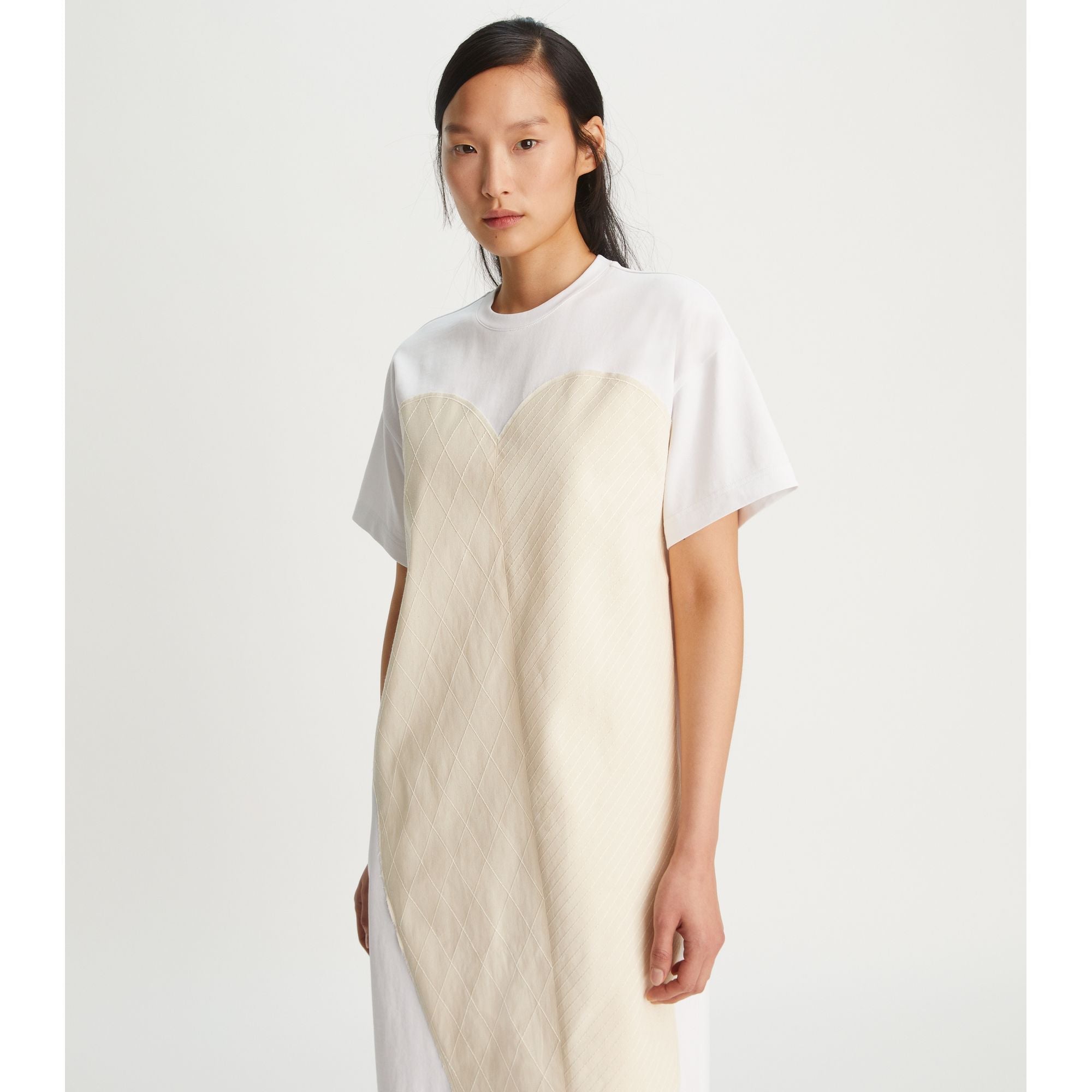 Women Heart Patch T-Shirt Dress - White