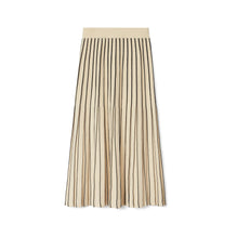 Women Plaited-Rib Pleated Skirt - Antique Ivory / Black