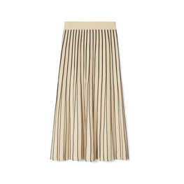 Women Plaited-Rib Pleated Skirt - Antique Ivory / Black