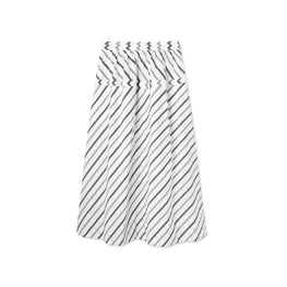 Women Variegated Stripe Poplin Skirt - White/Black