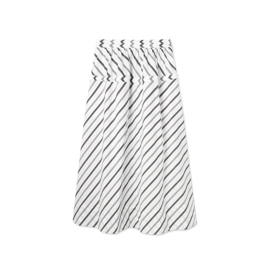 Women Variegated Stripe Poplin Skirt - White/Black