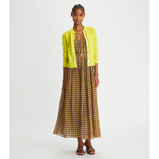 Women Sheer Crewneck Cardigan - Summer Citrus