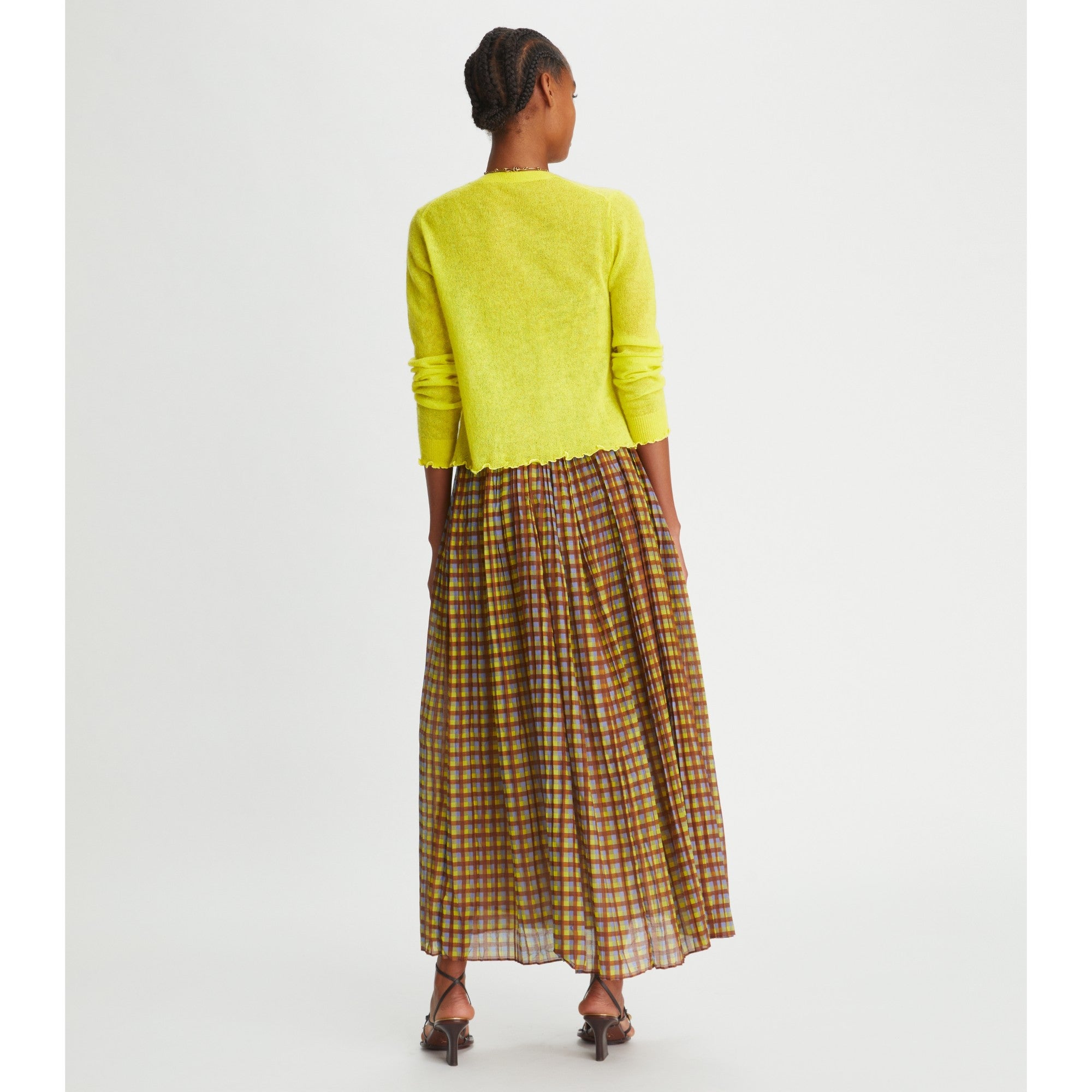 Women Sheer Crewneck Cardigan - Summer Citrus