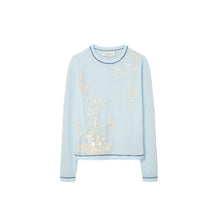 Women Embellished Crewneck - Spring Blue