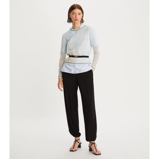 Women Embellished Crewneck - Spring Blue