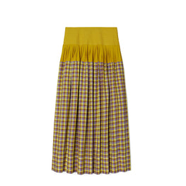 Women Veronica Plaid Colorblock Skirt - Lemon Lime