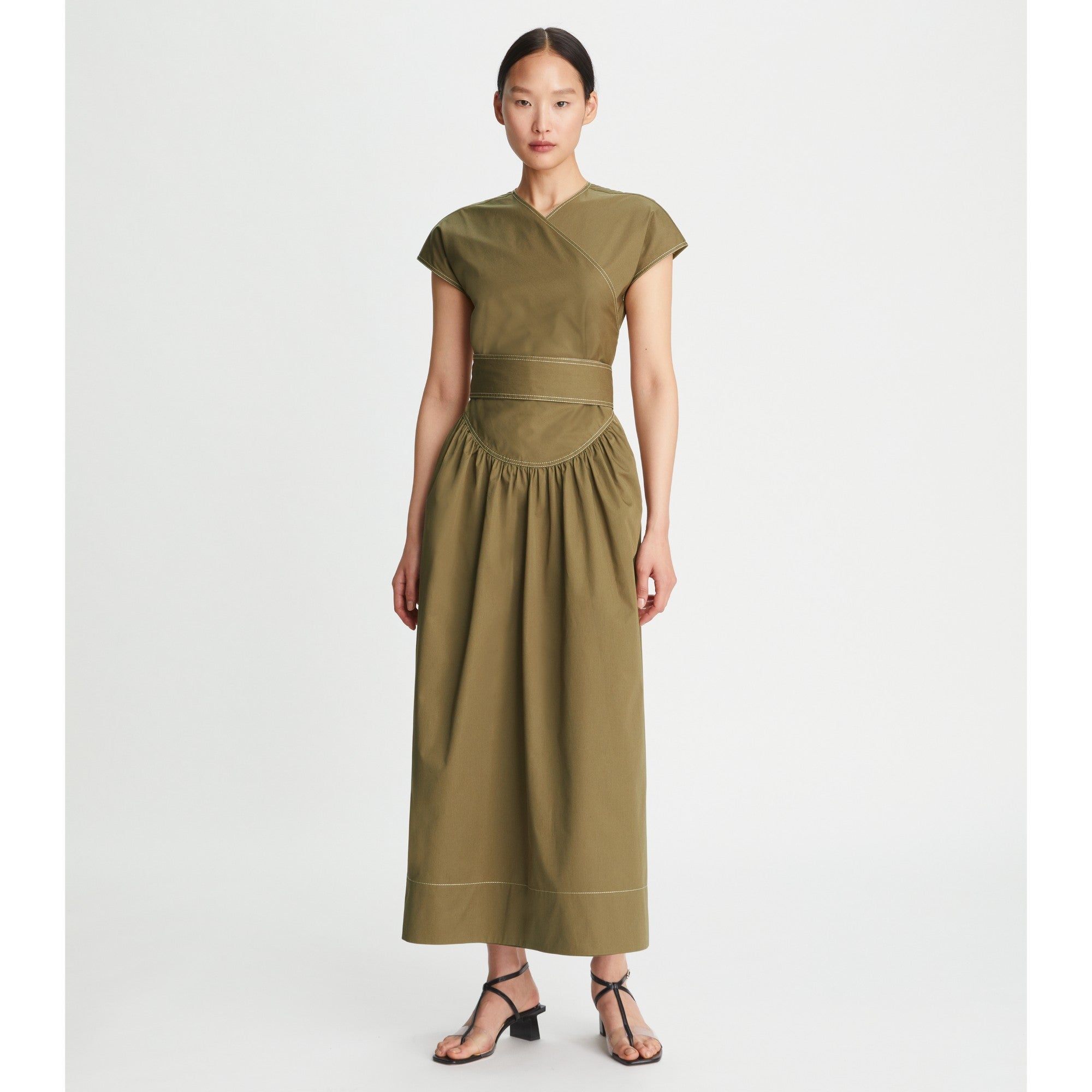 Women Poplin Wrap Dress - Rich Earth