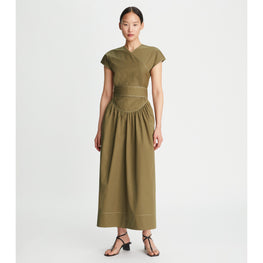 Women Poplin Wrap Dress - Rich Earth