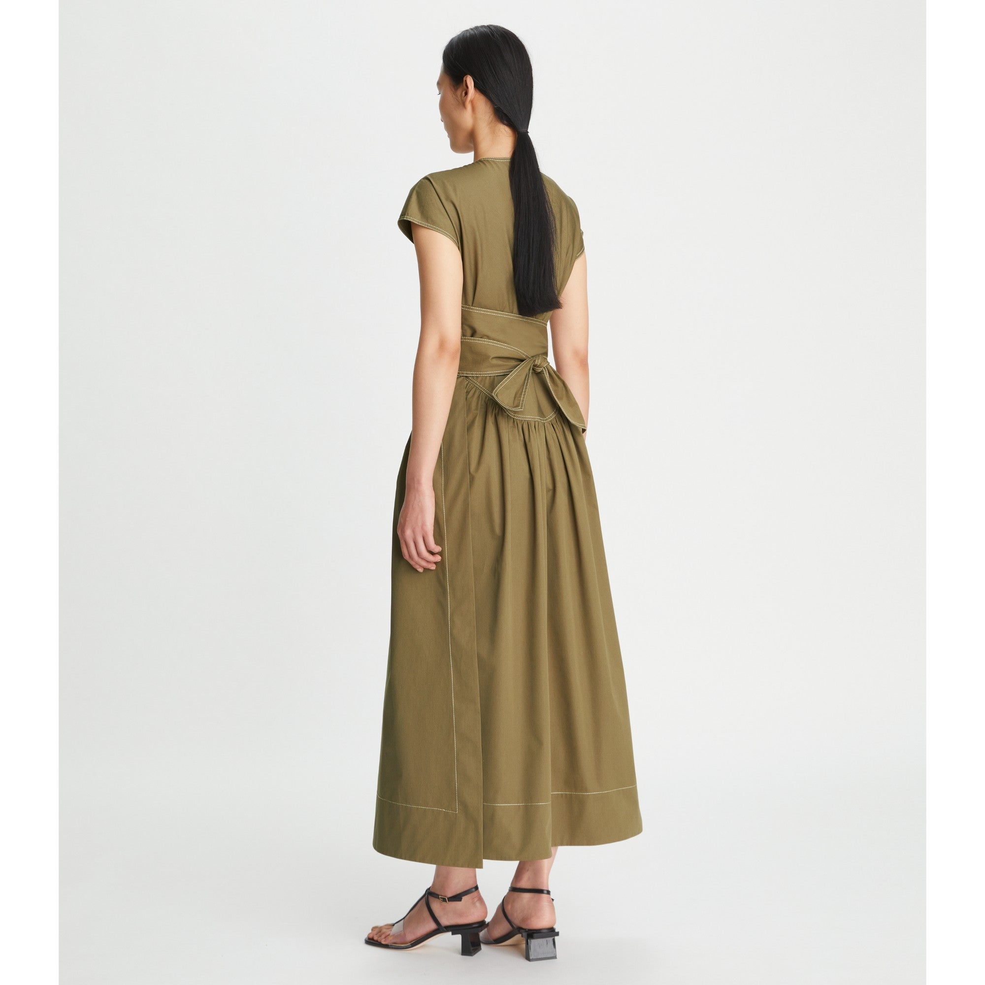 Women Poplin Wrap Dress - Rich Earth