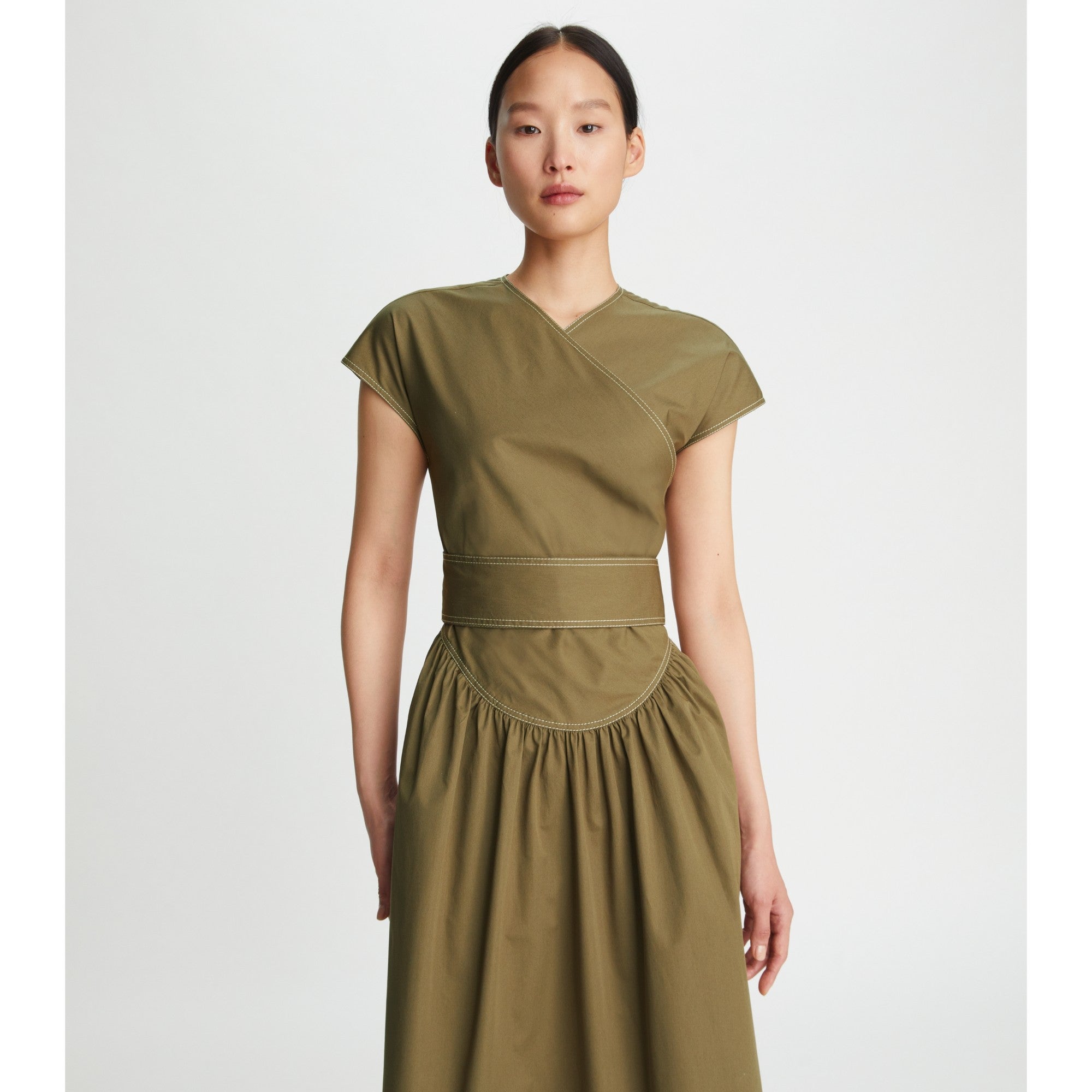 Women Poplin Wrap Dress - Rich Earth