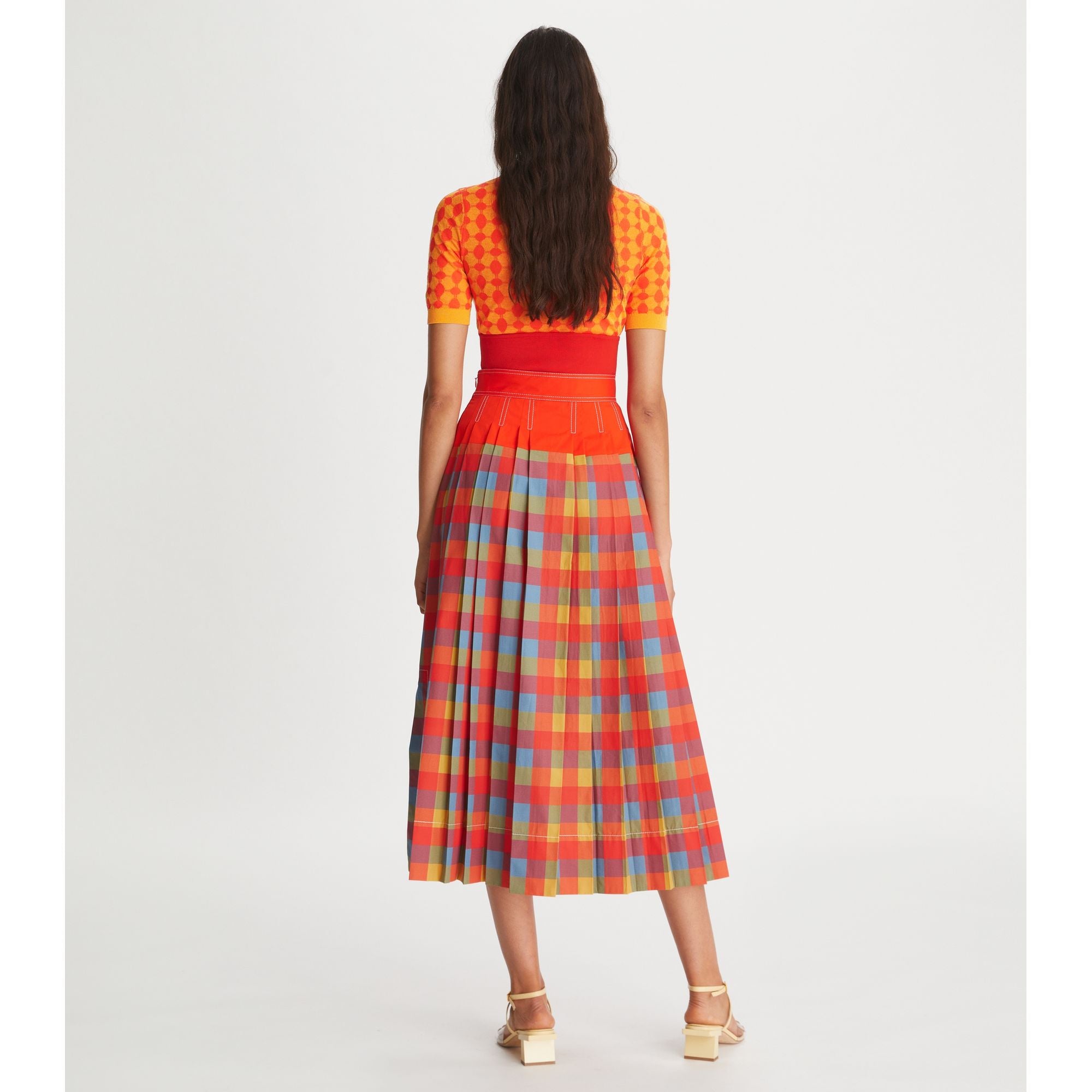 Women Veronica Plaid Pleated Skirt - Tomato Red