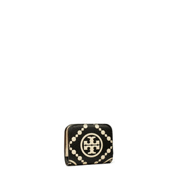 Women T Monogram Contrast Embossed Mini Wallet - Black / New Cream