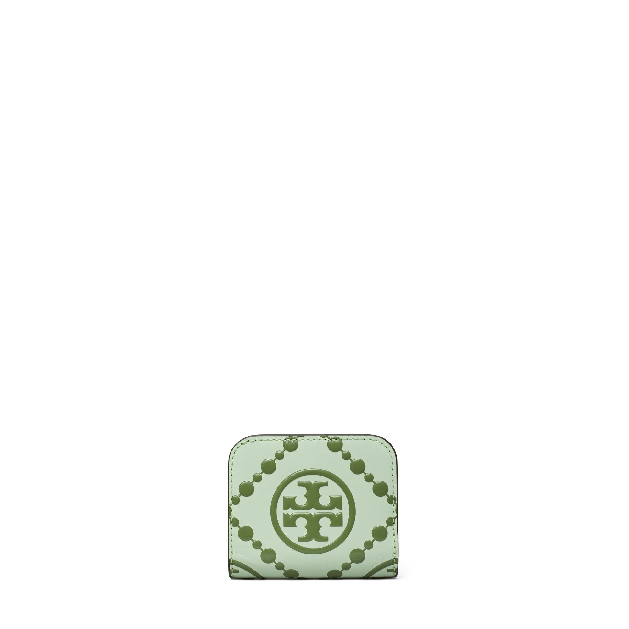 Women T Monogram Contrast Embossed Mini Wallet - Meadow Mist / Daphne