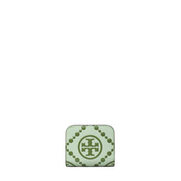 Women T Monogram Contrast Embossed Mini Wallet - Meadow Mist / Daphne