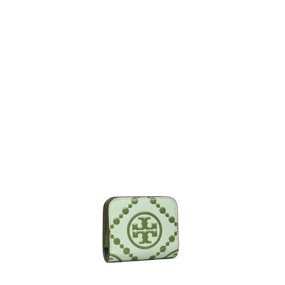 Women T Monogram Contrast Embossed Mini Wallet - Meadow Mist / Daphne