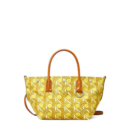 Women Canvas Basketweave Small Tote - Saffron Basketweave